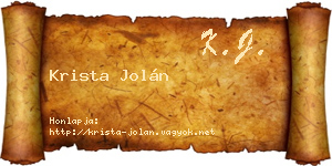 Krista Jolán névjegykártya